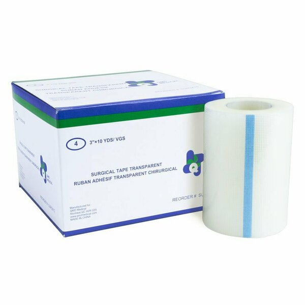 Qmd Medical Transparent Plastic Tape, 3 in. x 10 Yards, 4PK SUR3X10